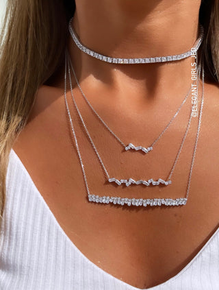 FULL DIAMOND SILVER TENNIS  CHOKER