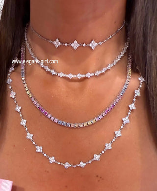 SPARKLE 3 FLOWERS NECKLACE