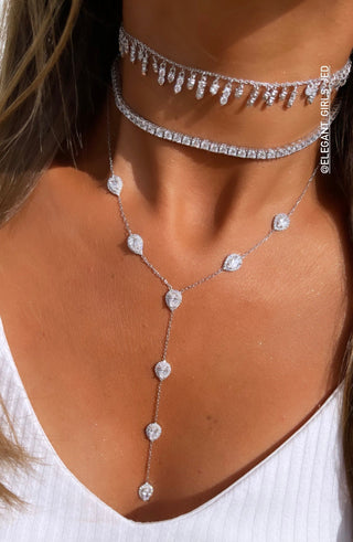 FULL DIAMOND SILVER TENNIS  CHOKER