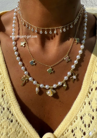 BEACH CHARMS PEARLS NECKLACE