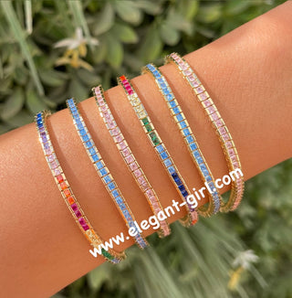 BLUE PRINCESS CUT TENNIS BRACELET