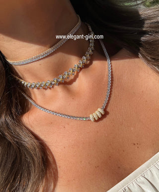 GOLD RINGS FULL DIAMOND TENNIS NECKLACE