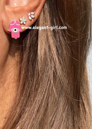 BARBIE PINK HAMSA HAND  EARRING