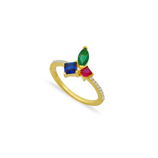 TRI COLOR STONES RING