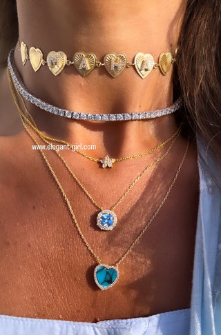 FULL DIAMOND SILVER TENNIS  CHOKER