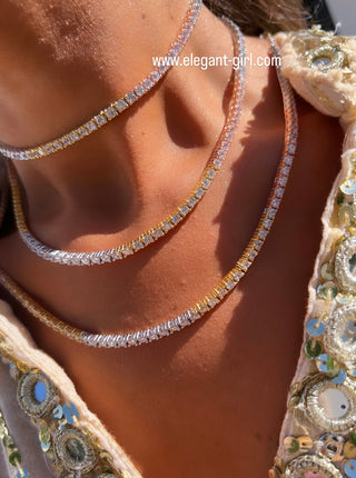 FULL DIAMOND TRI COLOR TENNIS  CHOKER