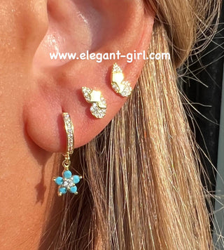 FLOWER TURQUOISE EARRING HOOP