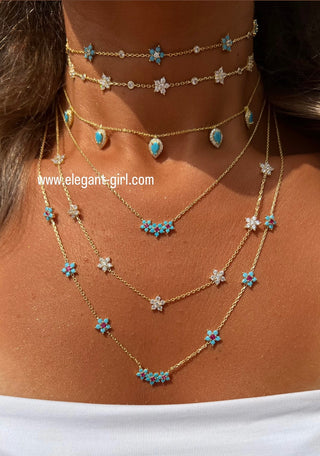 TURQUOISE FLOWERS CHOKER