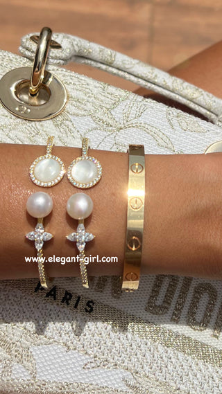 GOLD DIAMOND MOTHER OF PEARL BRACELET