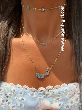 SPECIAL ARABIC LETTERS TURQUOISE MARQUISE NECKLACE