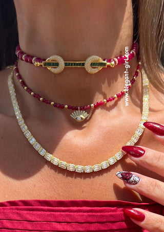 NEW SQUARE BAGUETTE GOLD CHOKER