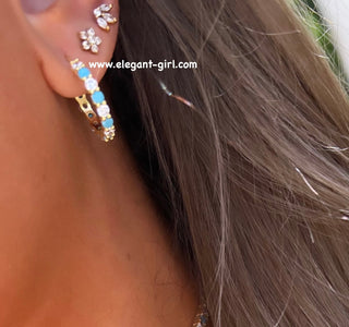 TURQUOISE X DIAMOND HOOP EARRRING