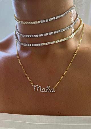 FULL DIAMOND SILVER TENNIS  CHOKER