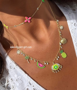 GOLDEN TROPIC VIBES SUMMER CHOKER🍍🌴🍉