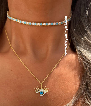 THE DIAMOND TURQUOISE TENNIS CHOKER