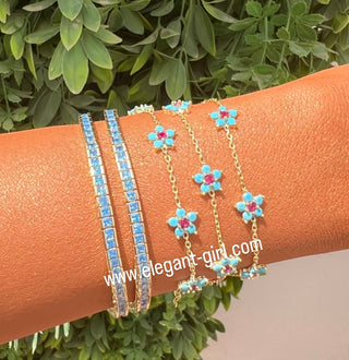 BLUE PRINCESS CUT TENNIS BRACELET
