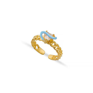 BLUE DREAM WHITE HEART CUBAN RING