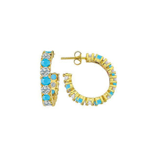 TURQUOISE X DIAMOND HOOP EARRRING