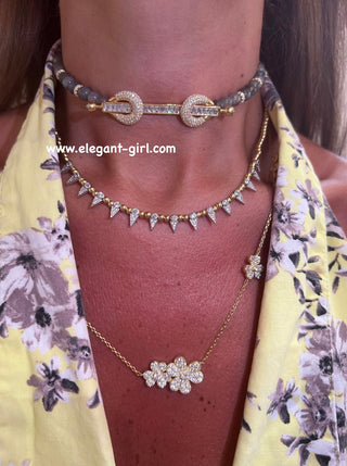THE POWER RIVER GRAY BAGUETTE CHOKER