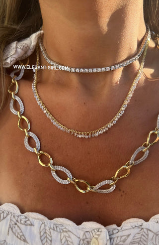FULL DIAMOND SILVER TENNIS  CHOKER
