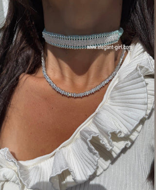 WOVEN GEM LIGHT BLUE CHOKER