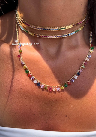 RAINBOW PRINCESS CUT TENNIS CHOKER