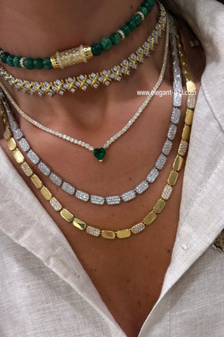 GEOMETRIC DIAMOND SILVER NECKLACE