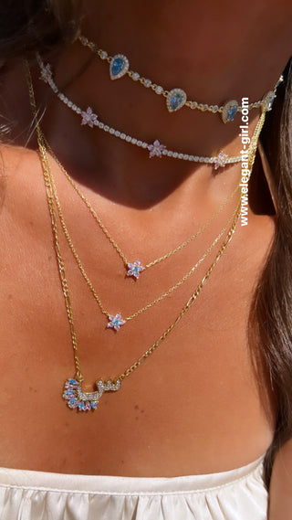PINK FLOWERS TENNIS CHOKER