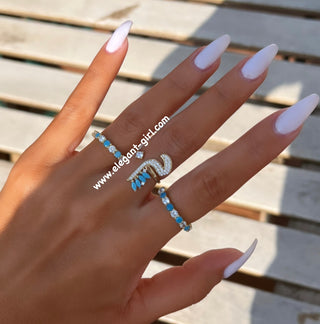 ARABIC LETTERS TURQUOISE MARQUISE RING