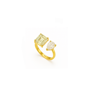TWIN STONE FANCY YELLOW MARQUISE RING