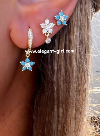 STUD FLOWER TURQUOISE EARRING