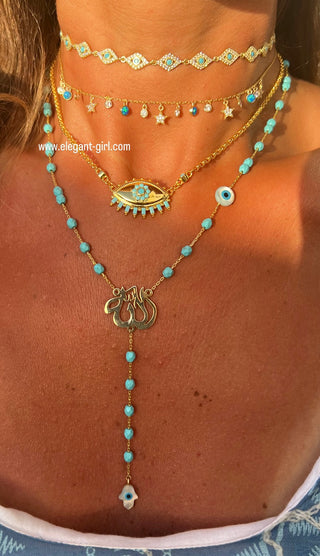 VINTAGE TURQUOISE EYE  CHOKER