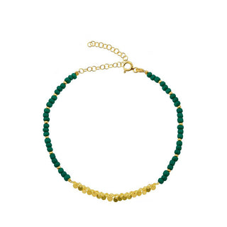 GOLD RAIN GREEN BEADS ANKLET