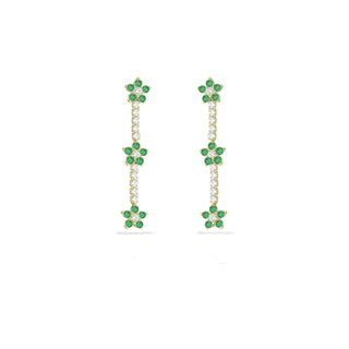 GREEN FLOWERS TENNIS EARRING