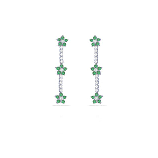 GREEN FLOWERS TENNIS EARRING