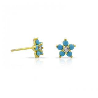 STUD FLOWER TURQUOISE EARRING