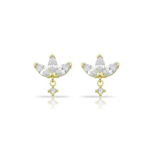 TRIPLE MARQUISE DANGLE STONE STUD EARRING