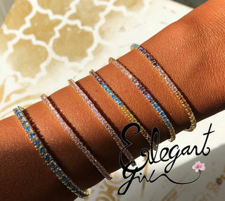 BLUE PRINCESS CUT TENNIS BRACELET