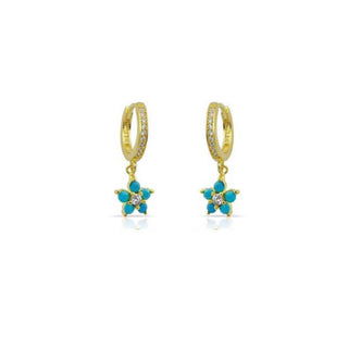 FLOWER TURQUOISE EARRING HOOP