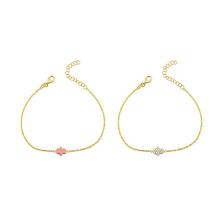 DOUBLE SIDE PINK HAMSA HAND BRACELET