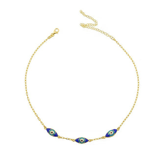 NAVY BLUE MINI THREE EYE CHOKER