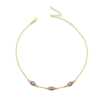 PURPLE NAVY BLUE MINI THREE EYE CHOKER