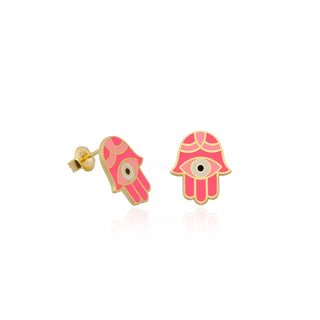 BARBIE PINK HAMSA HAND  EARRING