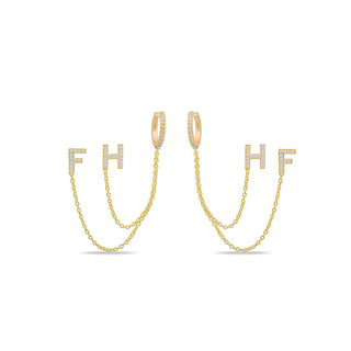 INITIALS DOUBLE  LAYERS EARRING