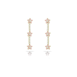 PINK FLOWERS TENNIS EARRING