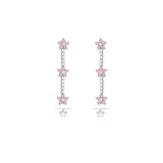 PINK FLOWERS TENNIS EARRING