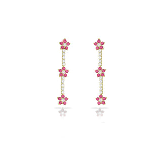 RUBY FLOWERS TENNIS EARRING