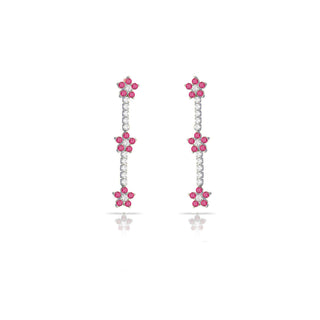RUBY FLOWERS TENNIS EARRING