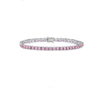 SILVER PINK DIAMOND CUT TENNIS BRACELET