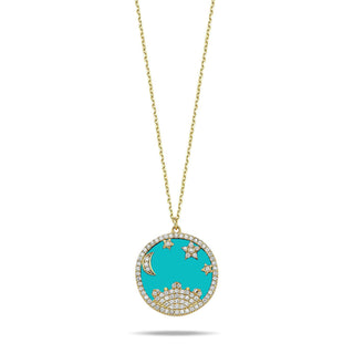 TURQUOISE MAGICAL SUN MOON STAR NECKLACE